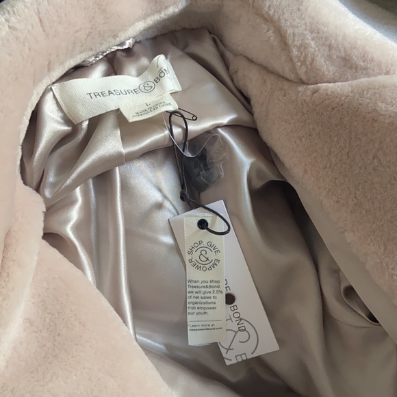 Nordstrom cream faux fur pea coat neutral treasure & bond teddy jacket Small - Picture 12 of 16